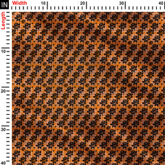 Orange Plaid Floral Print Fabric