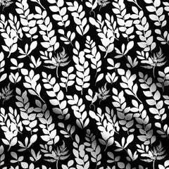 Black Leaves Print Fabric