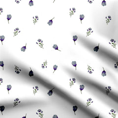 Violet Watercolour Florals Print Fabric