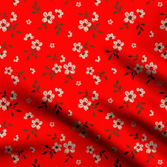 Red Flower Print Fabric