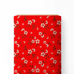 Red Flower Print Fabric