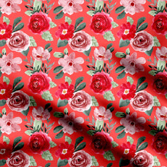 Watercolor Rose Print Fabric