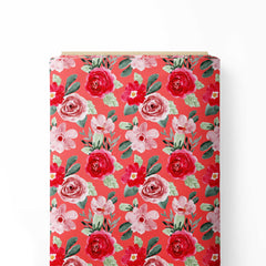 Watercolor Rose Print Fabric