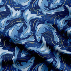 Koi Fish Blue Print Fabric