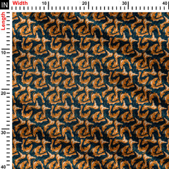 Koi Fish Deep Green Print Fabric