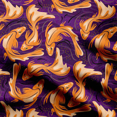 Koi Fish Purple Print Fabric