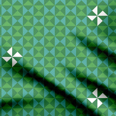 Greenish Geometrical Box Print Fabric