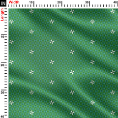 Greenish Geometrical Box Print Fabric