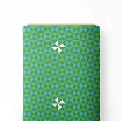 Greenish Geometrical Box Print Fabric