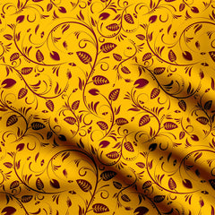 Yellow Leaves Print Fabric