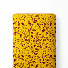 Yellow Leaves Print Fabric