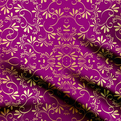 Gold Ethnic Kalamkari Print Fabric