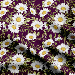 Watercolor White Sunflower Print Fabric