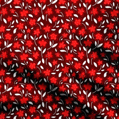 Cute Red Flowers Print Fabric