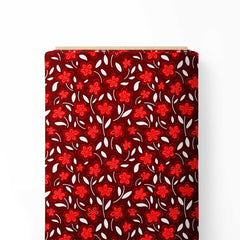 Cute Red Flowers Print Fabric