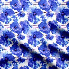 Blue Wildflower Harmony Print Fabric