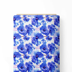 Blue Wildflower Harmony Print Fabric