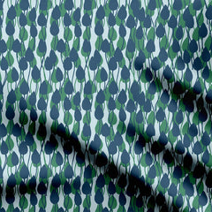 Buds in blue and green Print Fabric