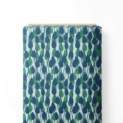 Buds in blue and green Print Fabric