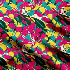 Vibrant Leaves Print Fabric