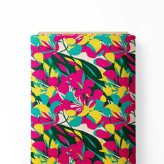 Vibrant Leaves Print Fabric