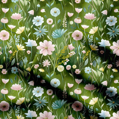 Glory Green Flowers Print Fabric