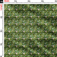 Glory Green Flowers Print Fabric