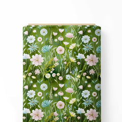 Glory Green Flowers Print Fabric