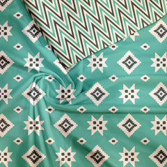 Sewing Asian ikat Mint Green Tussar Silk Unstitched Suit Set