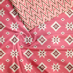 Sewing Asian ikat Pink Satin Linen Unstitched Suit Set