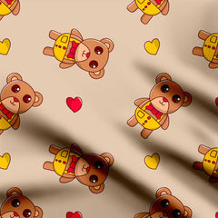 Brown bear Print Fabric