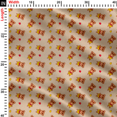 Brown bear Print Fabric