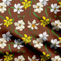 Brown Blossomy Print Fabric