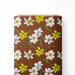 Brown Blossomy Print Fabric