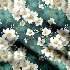 white flower allover Print Fabric