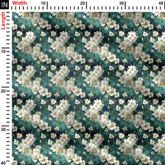 white flower allover Print Fabric