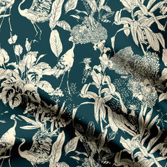 flowers and leaves mono pattern Print Fabric