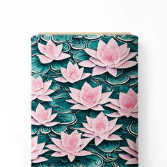 lotus water color art Print Fabric