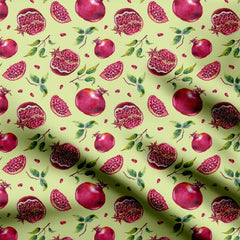 Pomegranate in green Print Fabric