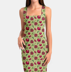 Pomegranate in green Print Fabric