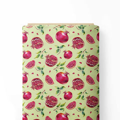 Pomegranate in green Print Fabric