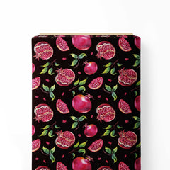 Pomegranate in black and red Print Fabric