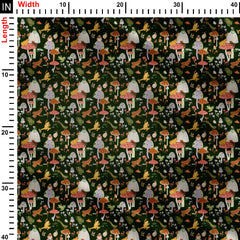 Frogs on Shrooms Green Print Fabric