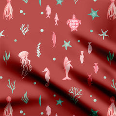 In The Ocean Red Print Fabric