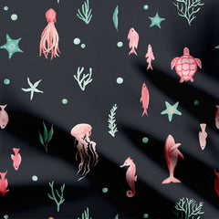 In The Ocean Black Print Fabric