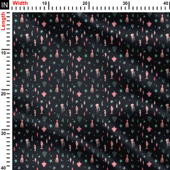 In The Ocean Black Print Fabric