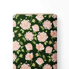 Peach Roses Print Fabric