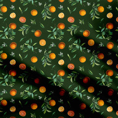 Orange Leaves Print Fabric