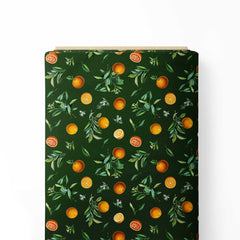 Orange Leaves Print Fabric