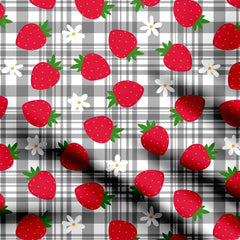 Plaid Strawberry Print Fabric